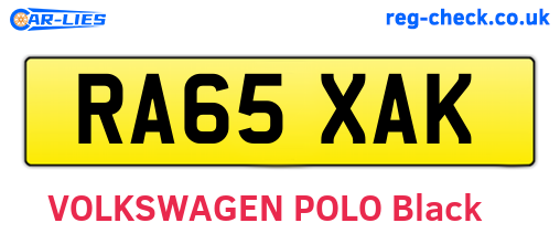 RA65XAK are the vehicle registration plates.