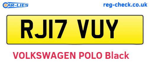 RJ17VUY are the vehicle registration plates.
