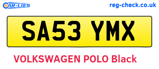 SA53YMX are the vehicle registration plates.