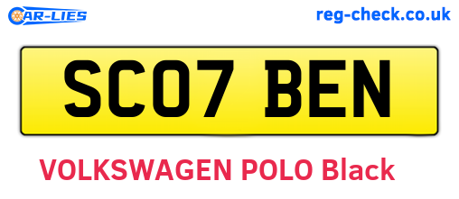 SC07BEN are the vehicle registration plates.