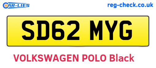 SD62MYG are the vehicle registration plates.