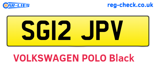 SG12JPV are the vehicle registration plates.