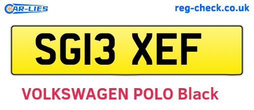 SG13XEF are the vehicle registration plates.
