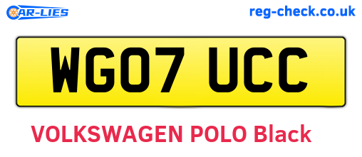 WG07UCC are the vehicle registration plates.