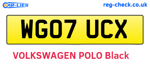 WG07UCX are the vehicle registration plates.