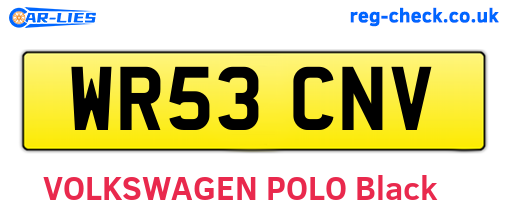 WR53CNV are the vehicle registration plates.