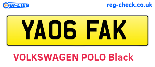 YA06FAK are the vehicle registration plates.