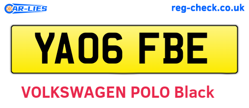 YA06FBE are the vehicle registration plates.