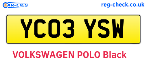 YC03YSW are the vehicle registration plates.