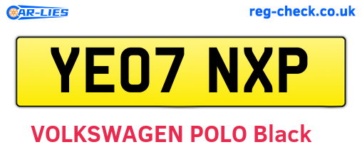 YE07NXP are the vehicle registration plates.