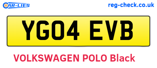 YG04EVB are the vehicle registration plates.