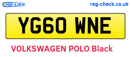 YG60WNE are the vehicle registration plates.
