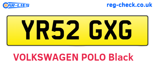 YR52GXG are the vehicle registration plates.