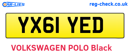 YX61YED are the vehicle registration plates.