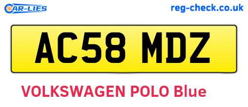 AC58MDZ are the vehicle registration plates.
