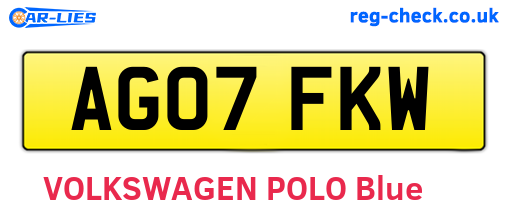 AG07FKW are the vehicle registration plates.