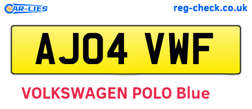 AJ04VWF are the vehicle registration plates.