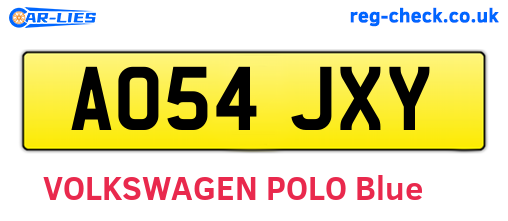 AO54JXY are the vehicle registration plates.