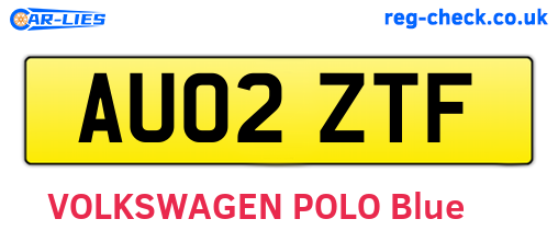 AU02ZTF are the vehicle registration plates.