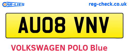 AU08VNV are the vehicle registration plates.