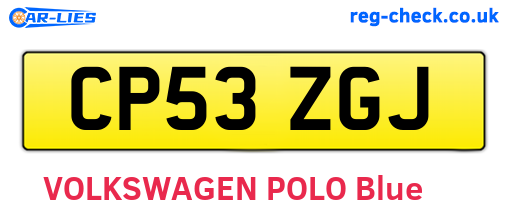 CP53ZGJ are the vehicle registration plates.