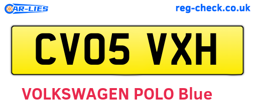 CV05VXH are the vehicle registration plates.