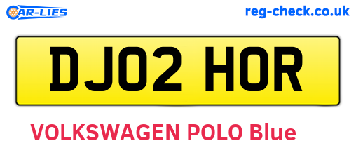 DJ02HOR are the vehicle registration plates.