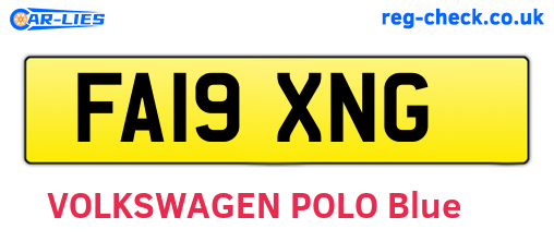 FA19XNG are the vehicle registration plates.
