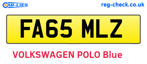 FA65MLZ are the vehicle registration plates.