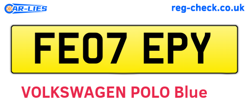 FE07EPY are the vehicle registration plates.
