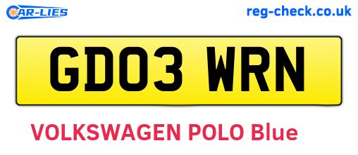 GD03WRN are the vehicle registration plates.