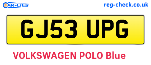 GJ53UPG are the vehicle registration plates.