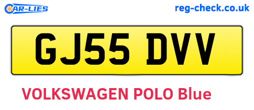GJ55DVV are the vehicle registration plates.