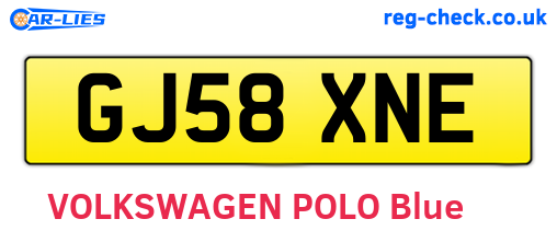 GJ58XNE are the vehicle registration plates.