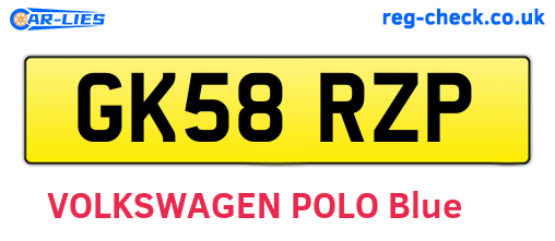 GK58RZP are the vehicle registration plates.
