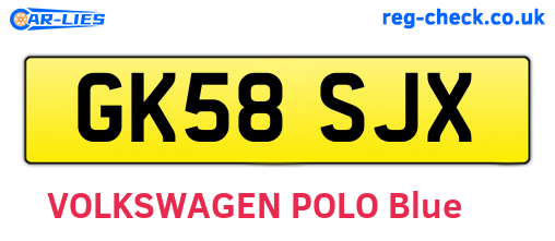 GK58SJX are the vehicle registration plates.