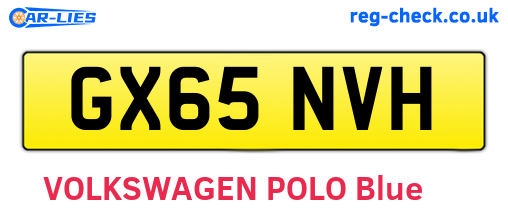 GX65NVH are the vehicle registration plates.