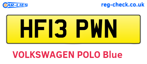 HF13PWN are the vehicle registration plates.