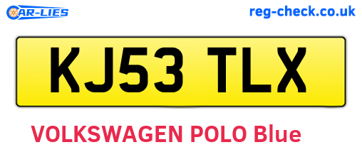 KJ53TLX are the vehicle registration plates.