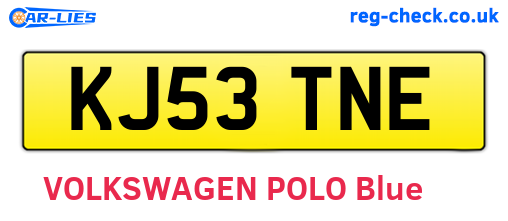 KJ53TNE are the vehicle registration plates.