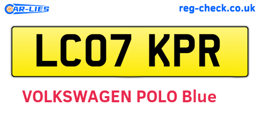 LC07KPR are the vehicle registration plates.