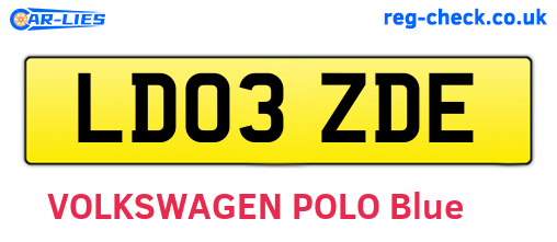 LD03ZDE are the vehicle registration plates.