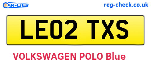 LE02TXS are the vehicle registration plates.