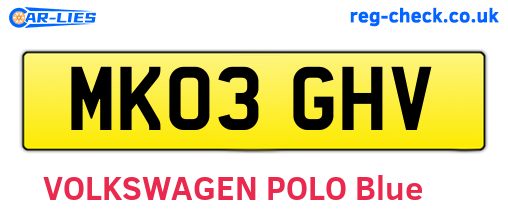 MK03GHV are the vehicle registration plates.