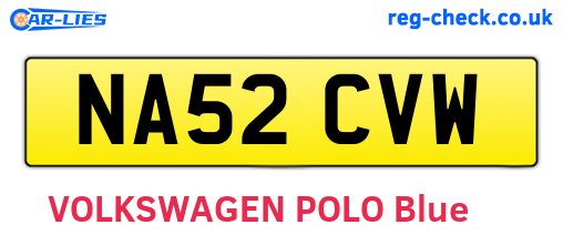 NA52CVW are the vehicle registration plates.
