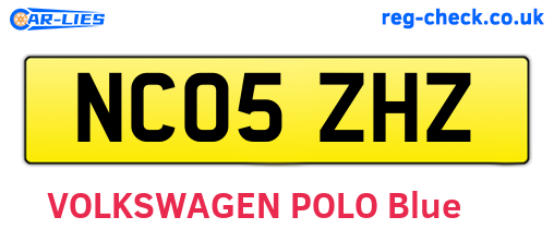 NC05ZHZ are the vehicle registration plates.