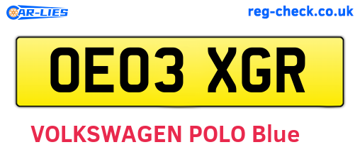 OE03XGR are the vehicle registration plates.