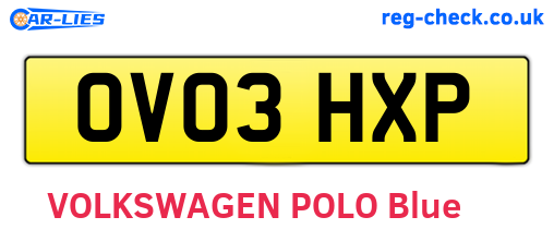 OV03HXP are the vehicle registration plates.