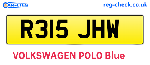R315JHW are the vehicle registration plates.
