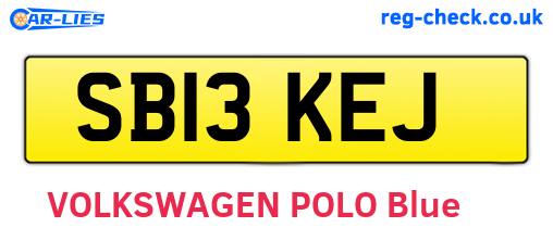 SB13KEJ are the vehicle registration plates.